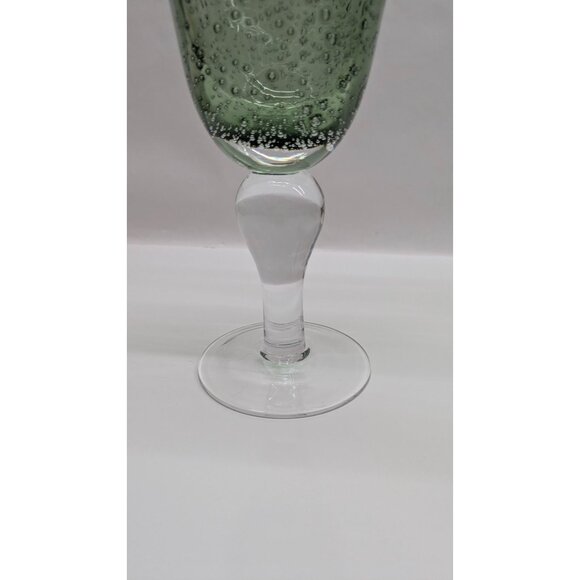 Artland Green Glass Handblown Goblet Bubble Design - Picture 4 of 11